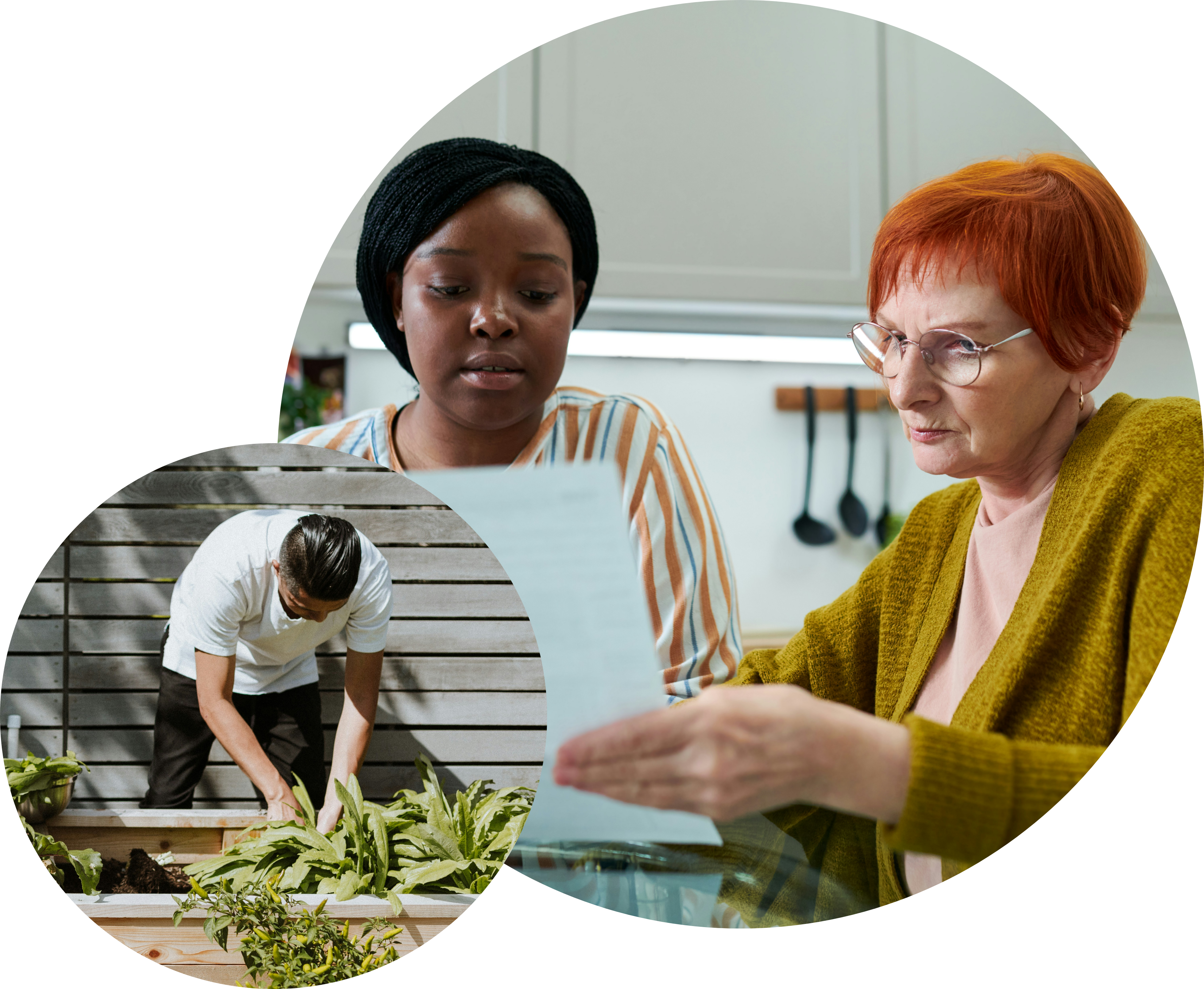 People sitting on a sofa holding hot drinks and chatting